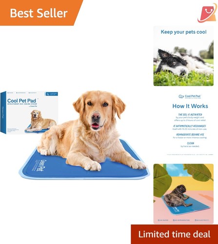 Large Cooling Pet Pad - Gel - 23.6 x 35 in - Pressure Activated for Dogs & Cats