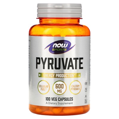 Now Foods Pyruvate 600 mg 100 Capsules GMP Quality Assured