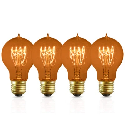 ELECTRONIX EXPRESS 4 Pack of Dimmable A19 Vintage Edison Light Bulbs with Quad Loop Filament 2200K