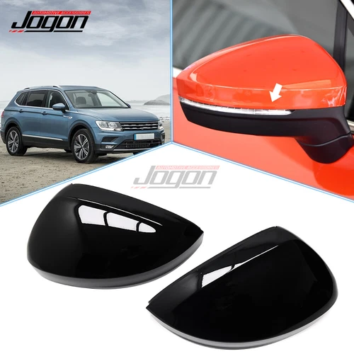 Gloss Black For VW Tiguan MK2 2017-2020 Exterior Side Rear View Mirror Cover Cap