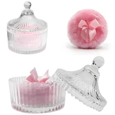 " Dusting Powder Container with Puff, 3.4Inch Crystal Body Powder Container.. "