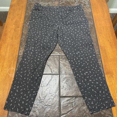 Old Navy Pixie Ankle Pants 16 Black Gray Animal Print Cotton Spandex