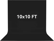 10 X 10 FT Black Backdrop Background, 100% Polyester Photography Backdrop Foldab