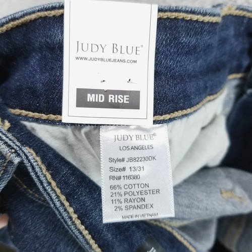 Judy Blue Jeans Damen 31 Blau Skinny Distressed Mid Rise Dark Wash Raw Hem - Bild 4 von 11