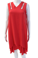 BCBG Max Azria Womens Shift Tank Dress Red Sleeveless Cotton Short Size M