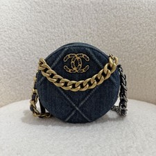 Chanel 19Bag Round Coin Purse Mini Denim Quilted Chain Shoulder Bag[Duties Paid]