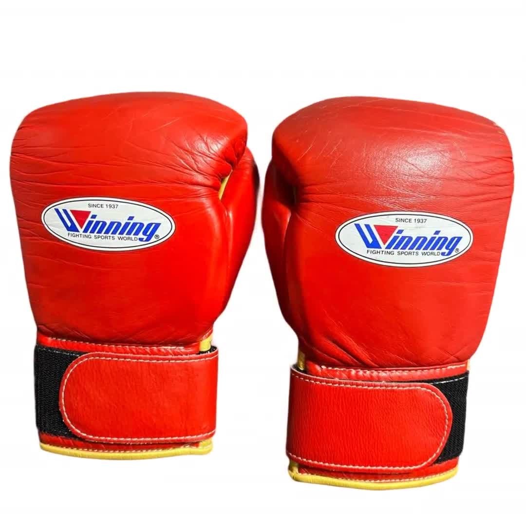 Winning Boxing Gloves Red & Gold 8oz Leather Jpan | eBay