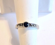 Vintage Ring Size 6.75 Rhinestone Dark Sapphire Silvertone
