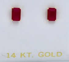 GENUINE 1.60 Cts RUBY STUD EARRINGS 14K YELLOW GOLD - Free Appraisal Service