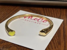 Moco Boutique Gold Tone Bangle Bracelet  Heart Accents Adjustable Bracelet New