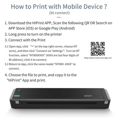 Buy HPRT MT800 Portable Printer A4 for Travel Wireless Bluetooth
