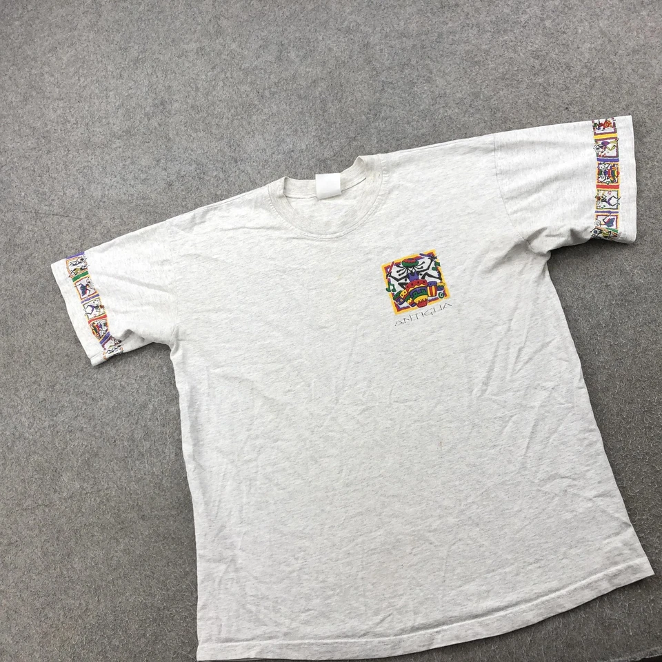 Camisa Antigua De Colección Para Hombres Grande Gris Estampado Gráfico Música Baterista Arte Tribal Foto 2 de 4