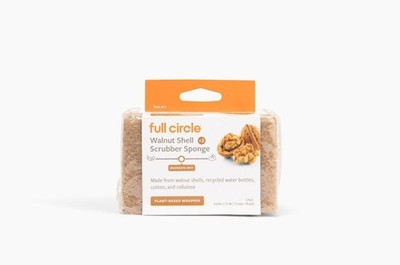 Walnut Scrubber Sponges, Pack of 2   Dual-Sided, Plant-Based & Recycled Kitchen