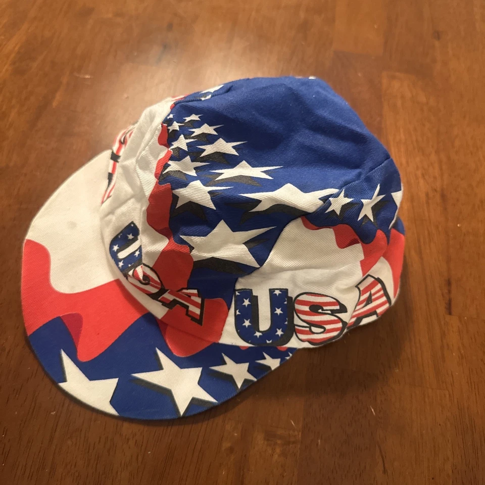Gorra de ciclismo vintage roja/blanca/azul EE. UU. Foto 2 de 4