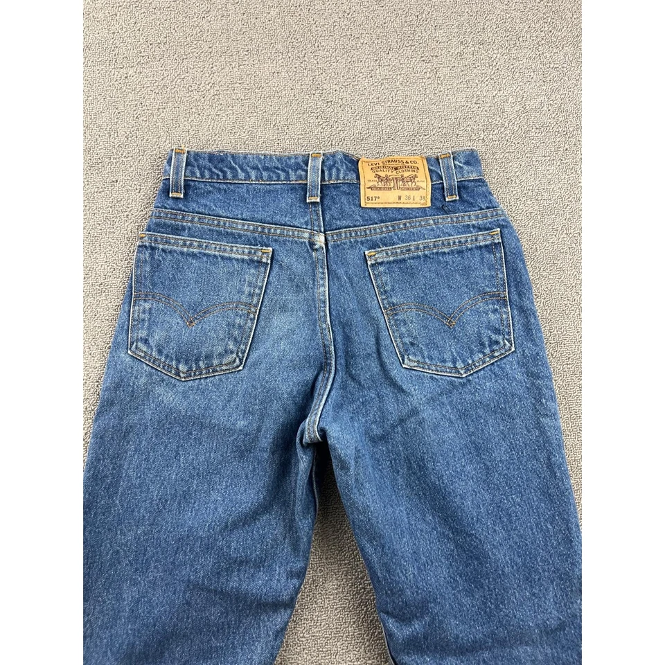 Vintage Levis Aligrace 517 Jeans Men W36 L38 Blue Bootcut Denim 90s USA Made - Image 3 of 4