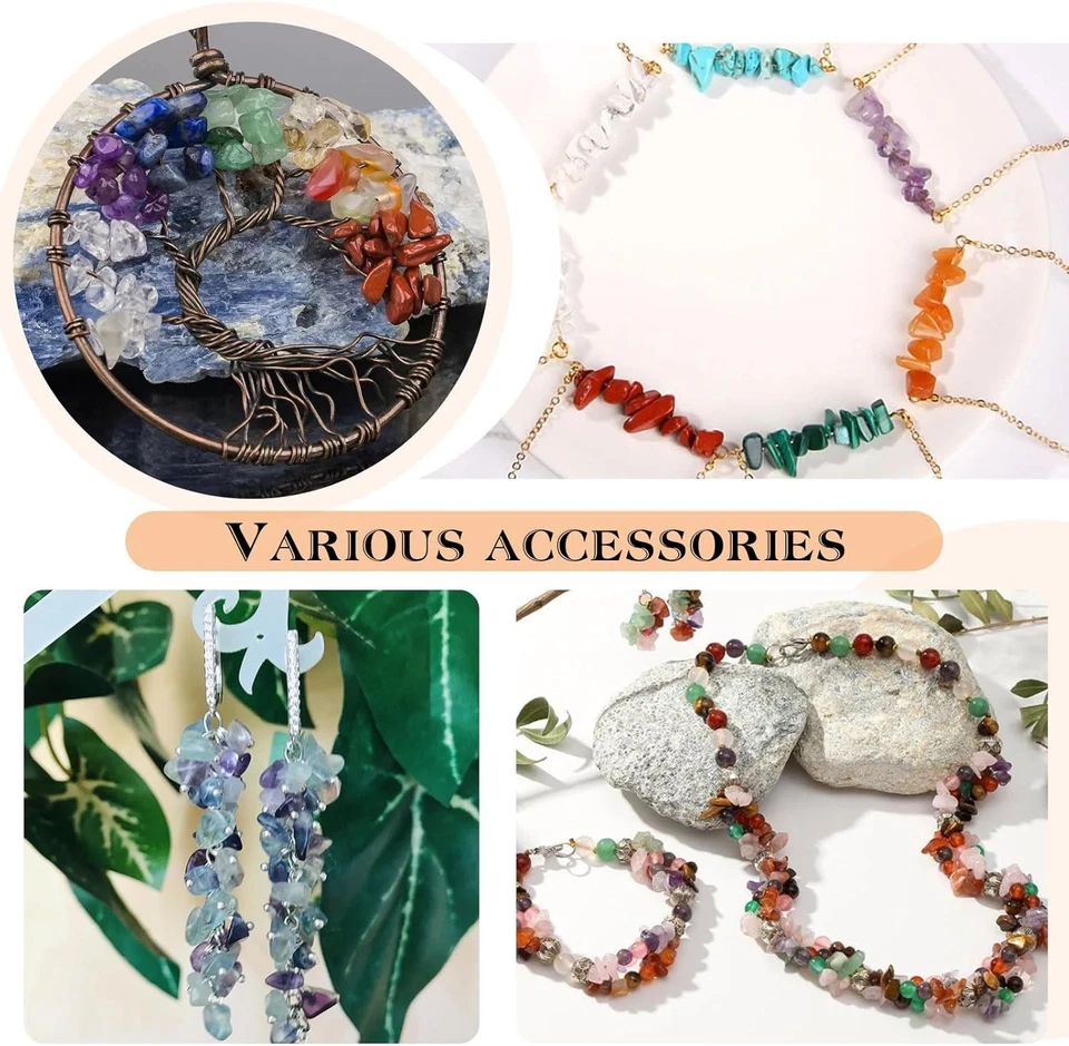 1 Box/500 Stück Edelstein Perlen, 5-8mm Edelsteine mit Loch Naturstein Perlen zu - Bild 4 von 4