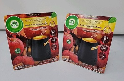 2 Air Wick Essential Mist Air Freshener Scented Oil Warmer Apple Cinnamon Medley