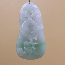 Certified Green 100% Natural A Jade jadeite Sika deer pendant 30842a 
