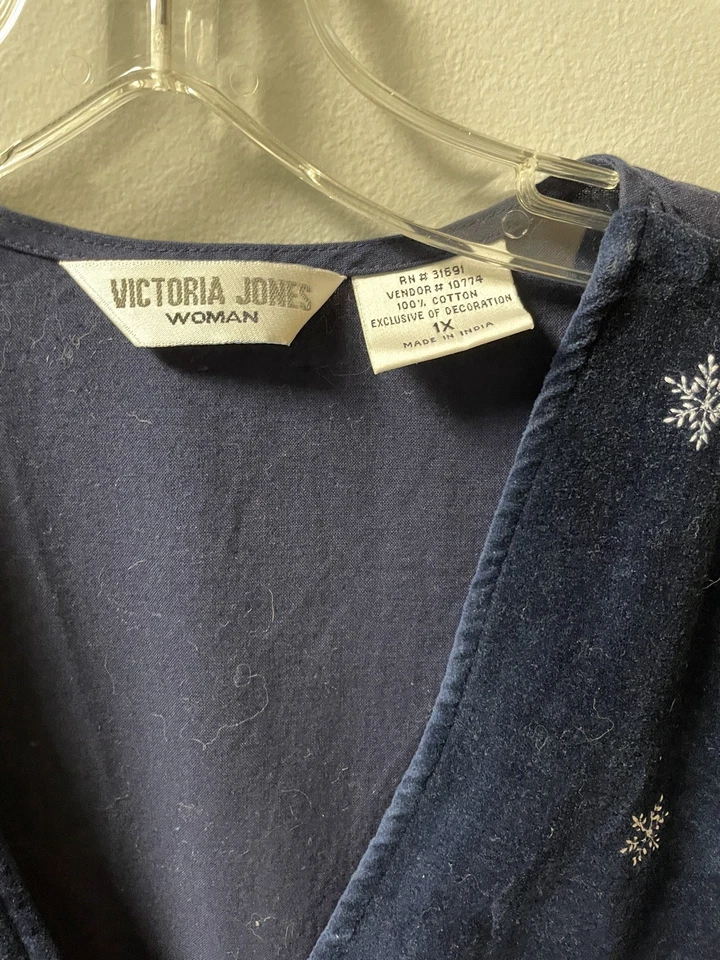 Vintage 90s Midi Jumper Dress Christmas Embroidery Velvet Plaid XL - Image 3 of 4