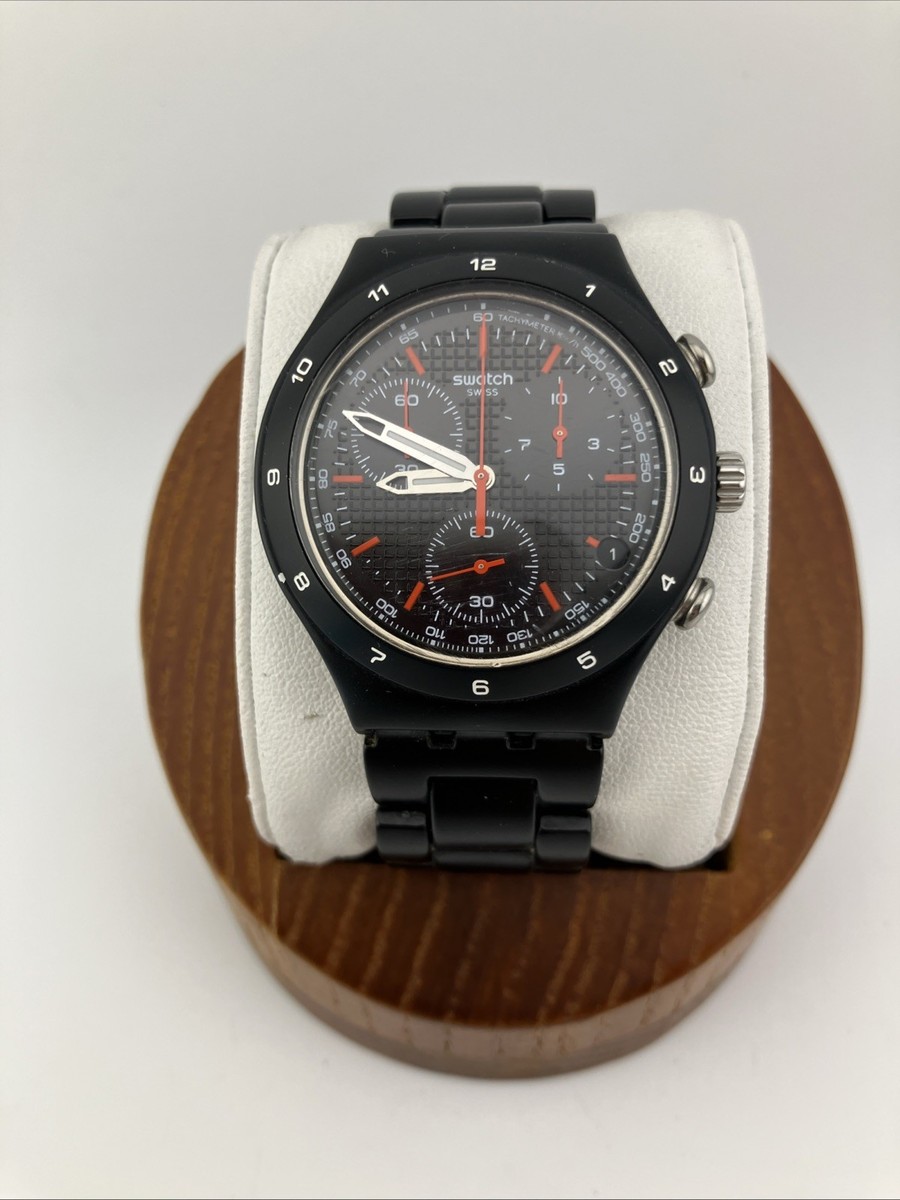 Swatch Irony Men 40mm Aluminium Watch Chronograph Black Coat