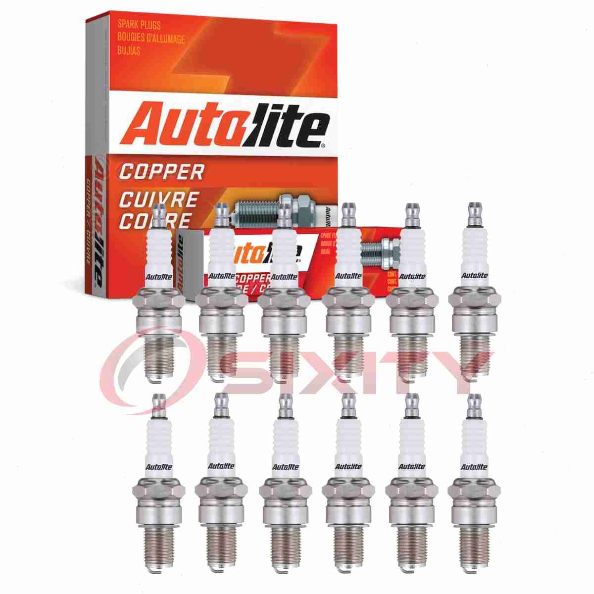 12 pc Autolite Copper Core Spark Plugs for 1974 Lamborghini Espada 3.9L V12 fi