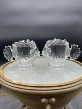Vintage Pair Fostoria Glass Fish Seafood Cocktail Footed Cups LN