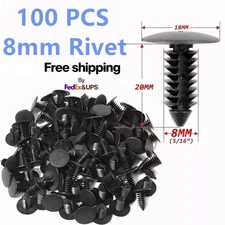 For 100x 8mm Bumper Clips Auto Car Hole Plastic Rivets Fastener Fender Push Pin