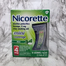 Nicorette 4mg Nicotine Mini Lozenge Mint Pack of 81 Exp 12/2025
