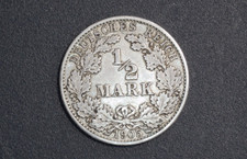 1905-G Germany 1/2 Mark World Silver Coin