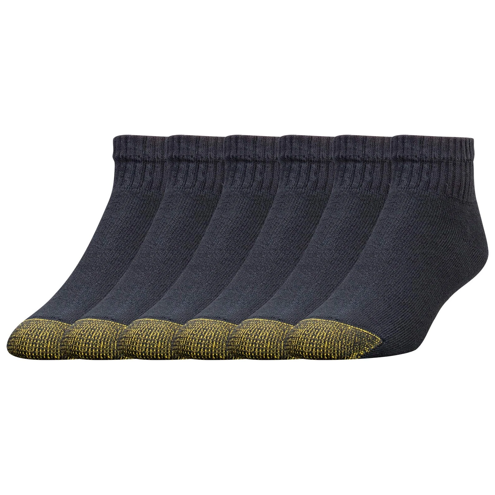Gold Toe Men's 656p Cotton Quarter Athletic Socks, Multipairs, Black (6-Pairs),