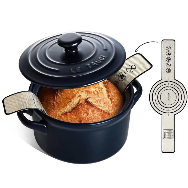 Le Tauci 3 Qt Ceramic Dutch Oven For Bread Baking Silicone Sling- Lightweight
