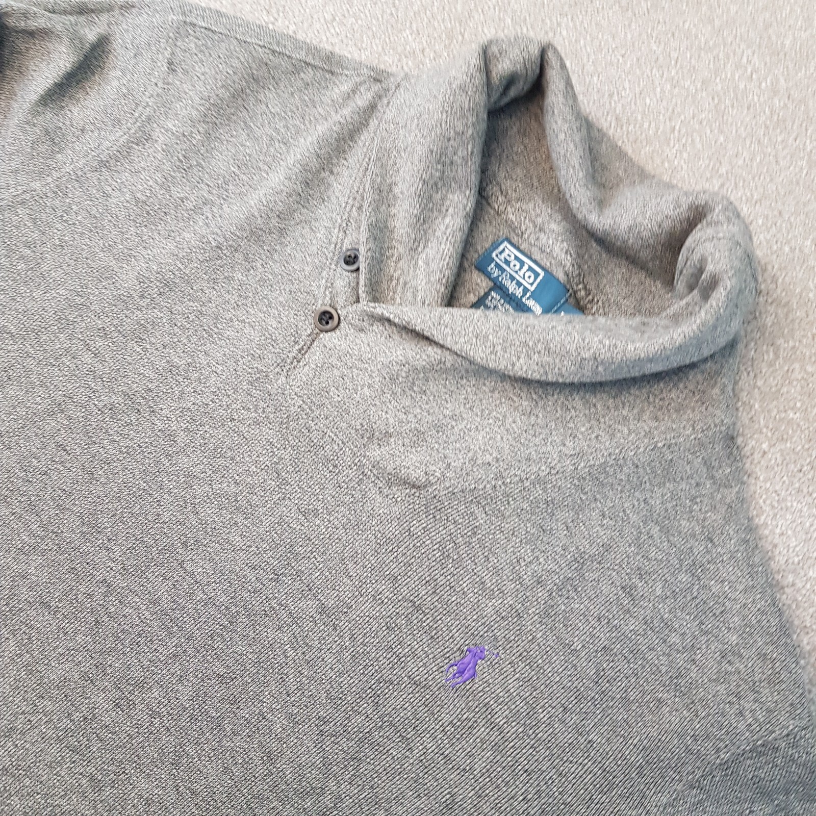 Polo Ralph Lauren Uomo Felpa Grande Grigio Cappuccio Maglione Maglione Viola Pony