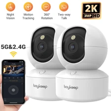 2PC Security Camera System Baby Pet Monitor Smart WiFi Night Vision Wired Cam 2K