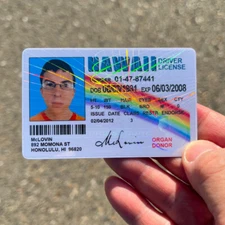 🌈🤓 McLovin ID CARD Movie Superbad Mc Lovin with "HOLOGRAM"  🌈🤓