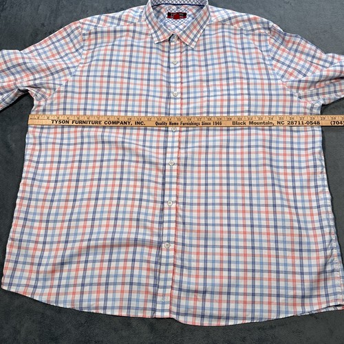 Johnston & Murphy XC4 Shirt Mens XXXL 3XL White Blue Gingham Check Flip Cuff - Picture 4 of 10