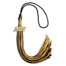 Endea Graduation Black/Gold Mixed Color Tassel With Gold Date Drop