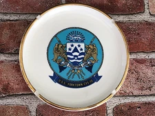 U.S.S. Yorktown CVS-10 Wardroom 3 Gold Rim 4 Slot 7" Ashtray THE FIGHTING LADY