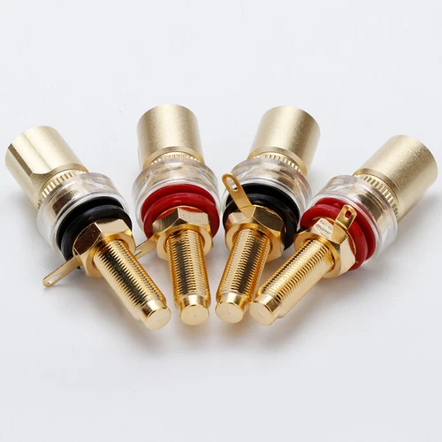 4 Stück Klemmenblock vergoldet Audio ​Stecker Polklemme Bananenbuchse NEU - Bild 5 von 9