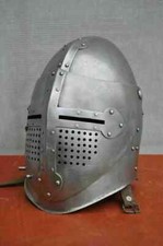 Medieval Armor Helmet 18 Gauge Steel Knight Templar Visor Helmet Halloween