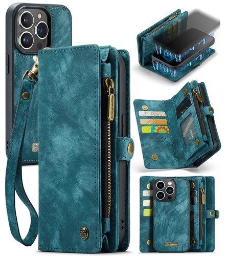 CaseMe Zipper Leather Wallet Detachable Cover Case For iPhone 11 12 13 14 15 16e - Picture 34 of 39