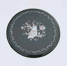 18" black Marble Dining Coffee corner Center Table Top inlay antique Mosaic q26