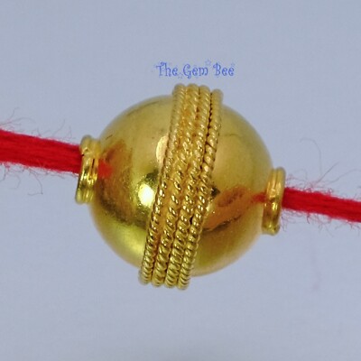 18k Solid Yellow Gold 9.2mm Fancy Saucer Spacer Finding Bead (1)