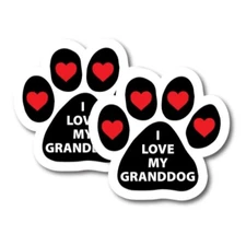 I Love My Granddog Paw Print 2 Pack Auto Truck Decal Magnet By Magnet Me Up