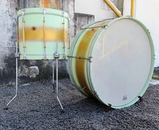 30's Ludwig Mint/Gold Duco 2PC (26"x10" BD + 15"x12" Brass Tube Lug FT) Drum Set