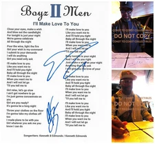 Boyz II Men Signed Ill Make Love To You Lyrics Sheet COA Exact Proof Autographed