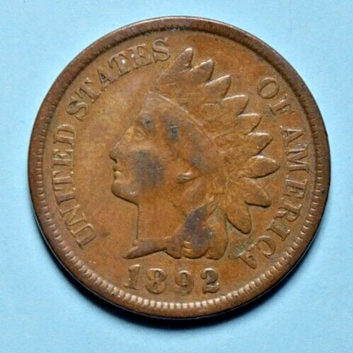 1892 Indian Head Cent Penny ~ F FINE ~ US Type Coin Collectible