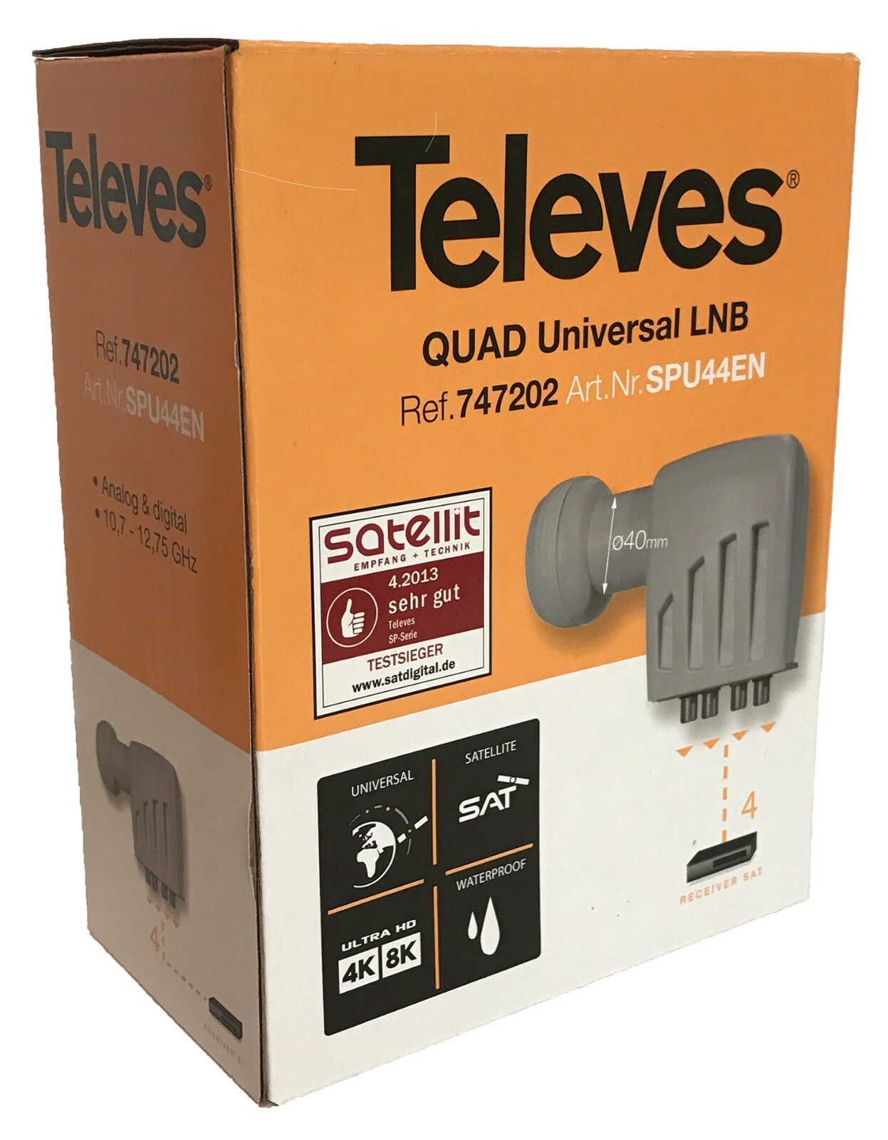 LNB Quad Televes High Gain à gain élevé pour une réception UHD 8K sans coupure
