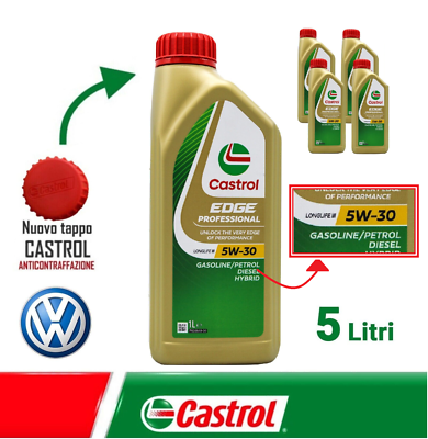 2 LITRI OLIO MOTORE CASTROL EDGE 5W30 LL LONGLIFE ACEA C3 VW 504 00 / 507 00