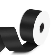1-1/2" x 25 Yards Double Faced Satin Ribbon - Black Silk Ribbon with Spool - ...