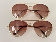 2 Pack Classic Aviator Style UV400 Sunglasses Gold Metal Frame Brown Lens 9.99